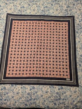 Vintage Echo Red & Navy Woven Pattern Cotton Scarf